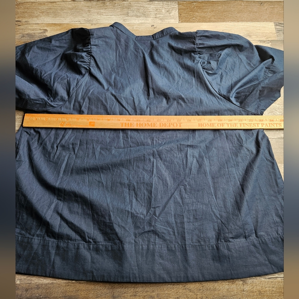 Maeve By Anthro Navy Blue Women's Poplin Pintuck Blouse Size 1X - Picture 11 of 12